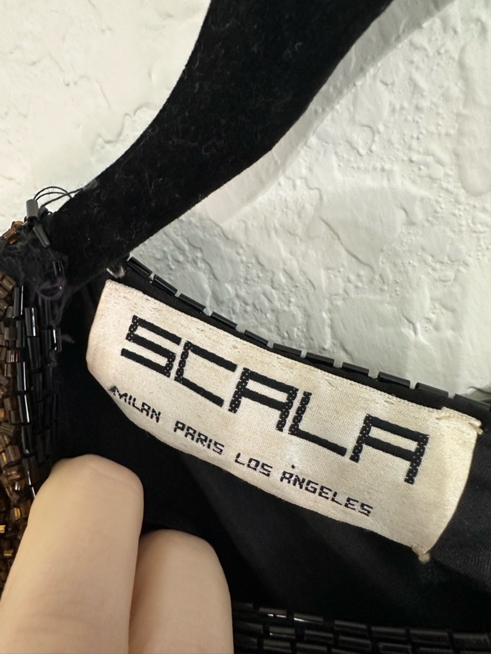 SCALA Vintage Silk Beaded Dress Size L - Picture 3 of 6